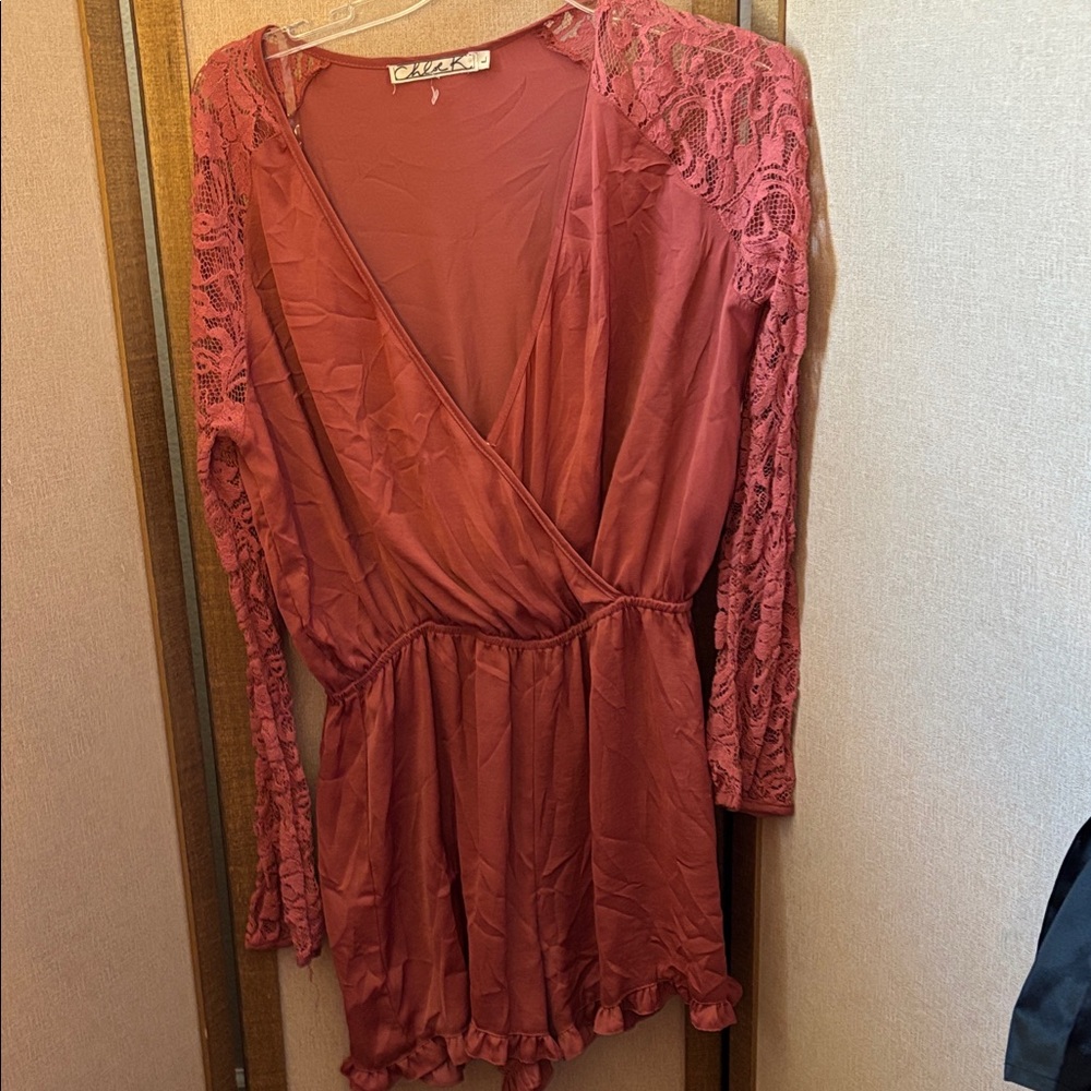 Chloe K Terracotta Wrap romper large